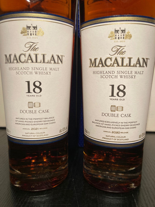 MACALLAN 18 J. Double cask - 2020 + 2021 - TOP 2 bottles !
